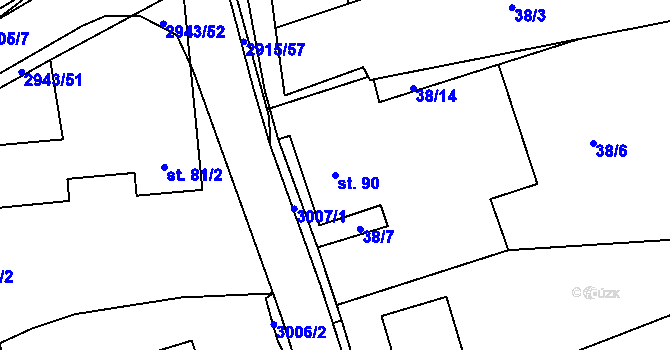 Parcela st. 90 v KÚ Loučka I, Katastrální mapa
