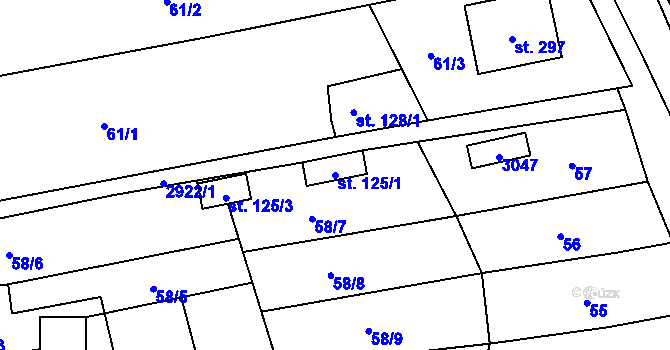Parcela st. 125/1 v KÚ Loučka I, Katastrální mapa