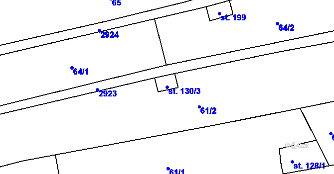 Parcela st. 130/3 v KÚ Loučka I, Katastrální mapa