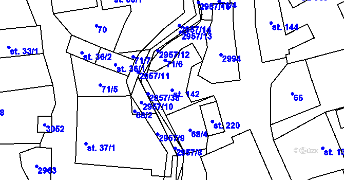 Parcela st. 142 v KÚ Loučka I, Katastrální mapa