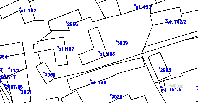 Parcela st. 155 v KÚ Loučka I, Katastrální mapa