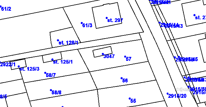 Parcela st. 215 v KÚ Loučka I, Katastrální mapa