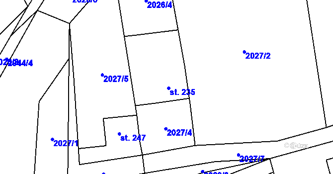 Parcela st. 235 v KÚ Loučka I, Katastrální mapa