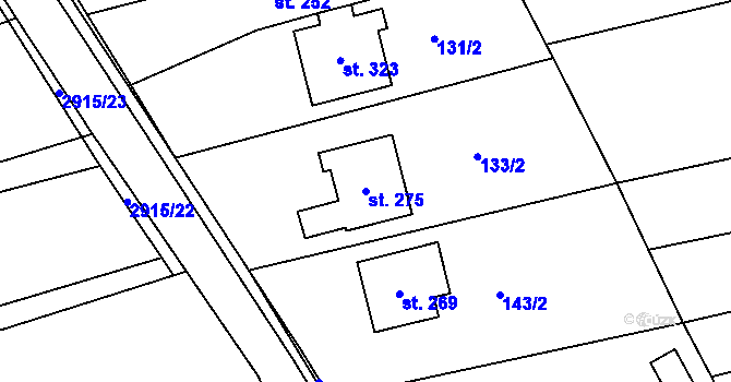 Parcela st. 275 v KÚ Loučka I, Katastrální mapa