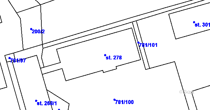 Parcela st. 278 v KÚ Loučka I, Katastrální mapa
