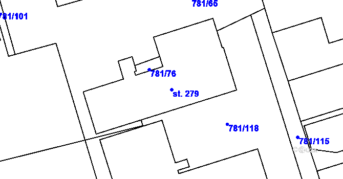Parcela st. 279 v KÚ Loučka I, Katastrální mapa