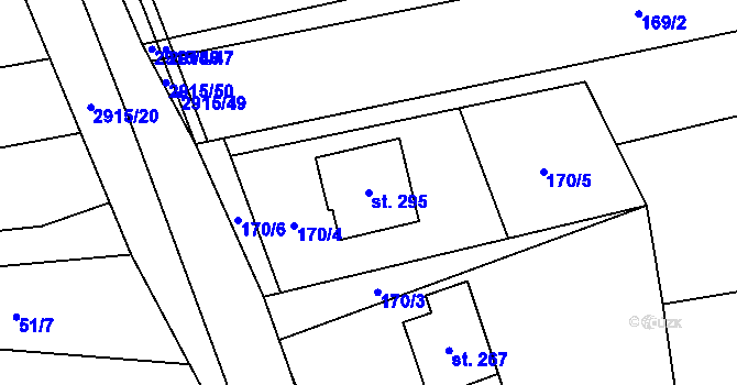 Parcela st. 295 v KÚ Loučka I, Katastrální mapa