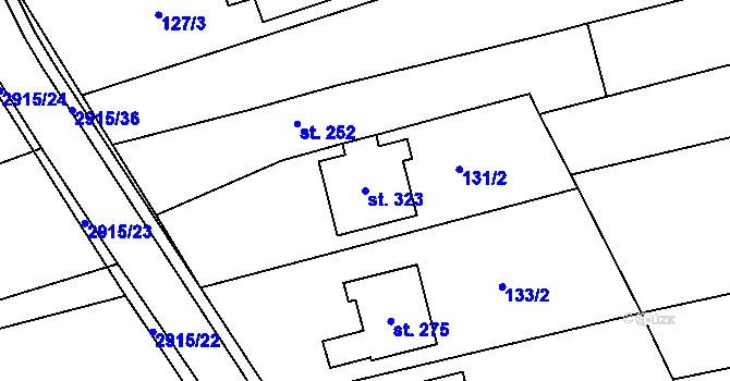 Parcela st. 323 v KÚ Loučka I, Katastrální mapa
