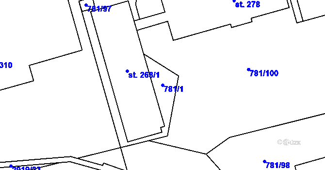 Parcela st. 781/1 v KÚ Loučka I, Katastrální mapa