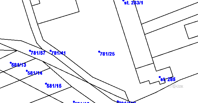 Parcela st. 781/25 v KÚ Loučka I, Katastrální mapa