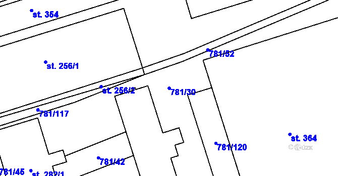 Parcela st. 781/30 v KÚ Loučka I, Katastrální mapa