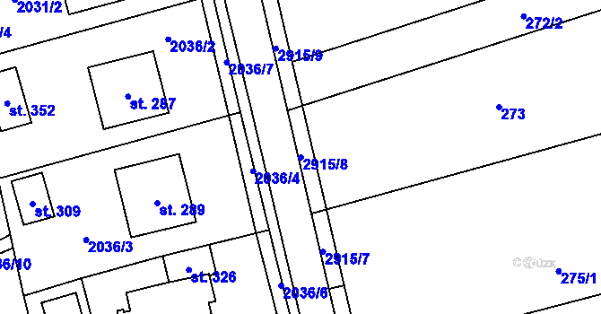 Parcela st. 2915/8 v KÚ Loučka I, Katastrální mapa