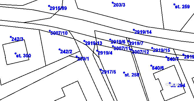 Parcela st. 2919/4 v KÚ Loučka I, Katastrální mapa