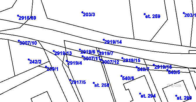Parcela st. 2919/7 v KÚ Loučka I, Katastrální mapa