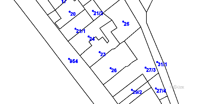 Parcela st. 23 v KÚ Loučka u Nového Jičína, Katastrální mapa