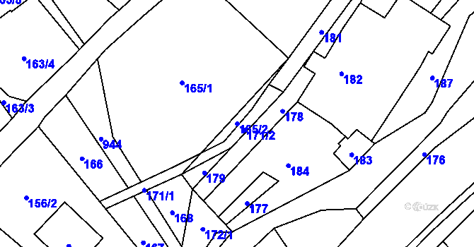 Parcela st. 165/2 v KÚ Loučka u Nového Jičína, Katastrální mapa