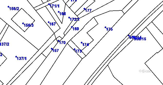 Parcela st. 174 v KÚ Loučka u Nového Jičína, Katastrální mapa