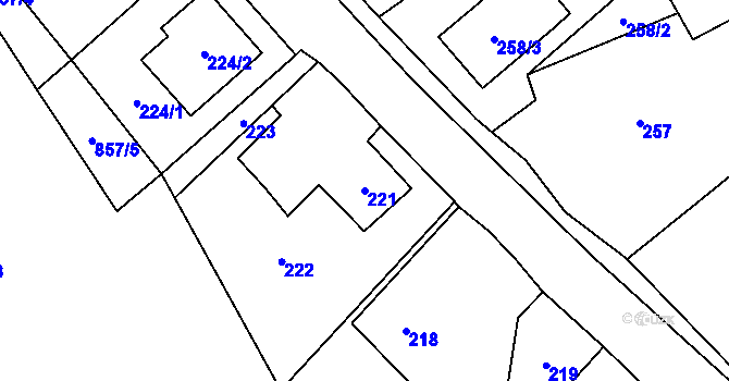 Parcela st. 221 v KÚ Loučka u Nového Jičína, Katastrální mapa
