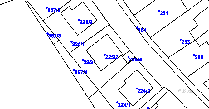 Parcela st. 225/2 v KÚ Loučka u Nového Jičína, Katastrální mapa