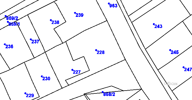 Parcela st. 228 v KÚ Loučka u Nového Jičína, Katastrální mapa