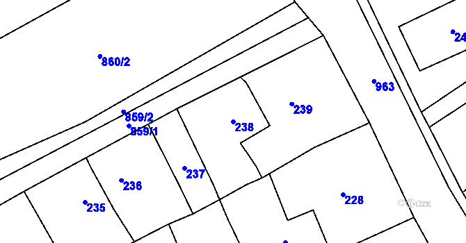 Parcela st. 238 v KÚ Loučka u Nového Jičína, Katastrální mapa