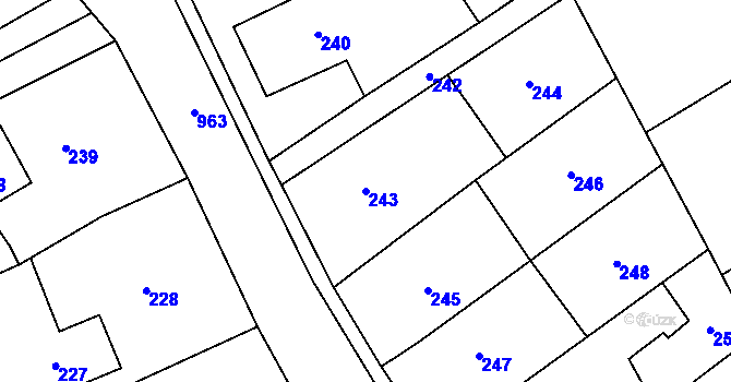 Parcela st. 243 v KÚ Loučka u Nového Jičína, Katastrální mapa