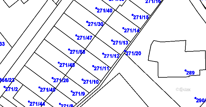 Parcela st. 271/12 v KÚ Loučka u Nového Jičína, Katastrální mapa
