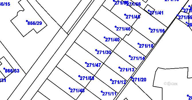 Parcela st. 271/30 v KÚ Loučka u Nového Jičína, Katastrální mapa