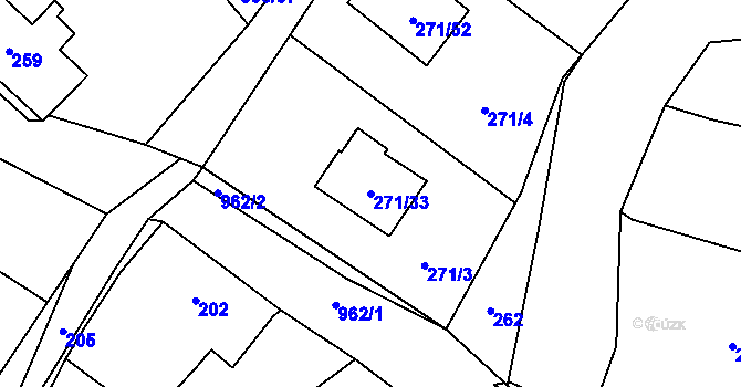 Parcela st. 271/33 v KÚ Loučka u Nového Jičína, Katastrální mapa