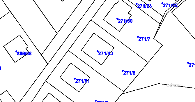 Parcela st. 271/43 v KÚ Loučka u Nového Jičína, Katastrální mapa