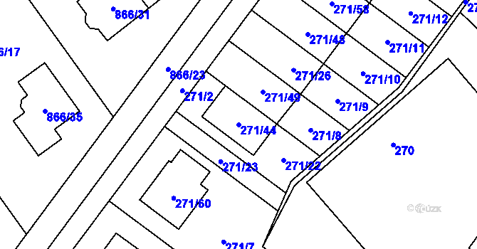 Parcela st. 271/44 v KÚ Loučka u Nového Jičína, Katastrální mapa