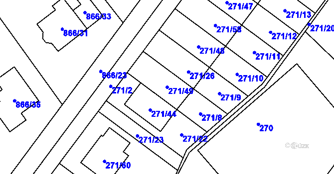Parcela st. 271/49 v KÚ Loučka u Nového Jičína, Katastrální mapa