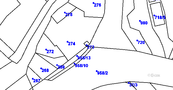 Parcela st. 273 v KÚ Loučka u Nového Jičína, Katastrální mapa