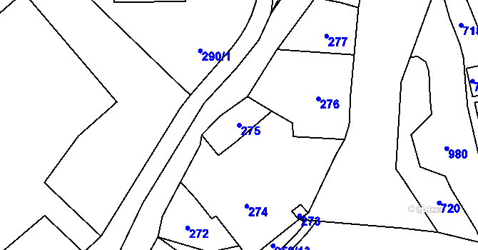 Parcela st. 275 v KÚ Loučka u Nového Jičína, Katastrální mapa