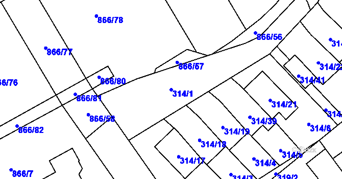 Parcela st. 314/1 v KÚ Loučka u Nového Jičína, Katastrální mapa