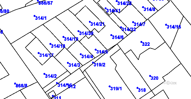 Parcela st. 314/5 v KÚ Loučka u Nového Jičína, Katastrální mapa