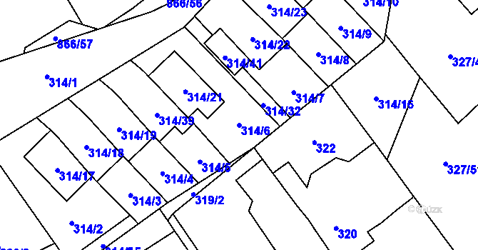 Parcela st. 314/6 v KÚ Loučka u Nového Jičína, Katastrální mapa