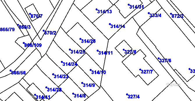 Parcela st. 314/11 v KÚ Loučka u Nového Jičína, Katastrální mapa
