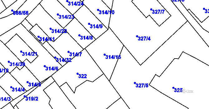 Parcela st. 314/16 v KÚ Loučka u Nového Jičína, Katastrální mapa