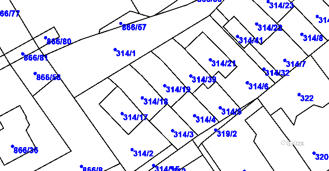 Parcela st. 314/19 v KÚ Loučka u Nového Jičína, Katastrální mapa