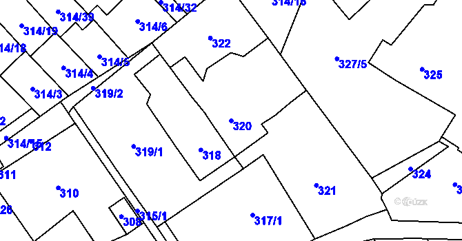 Parcela st. 320 v KÚ Loučka u Nového Jičína, Katastrální mapa
