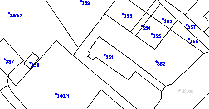 Parcela st. 351 v KÚ Loučka u Nového Jičína, Katastrální mapa