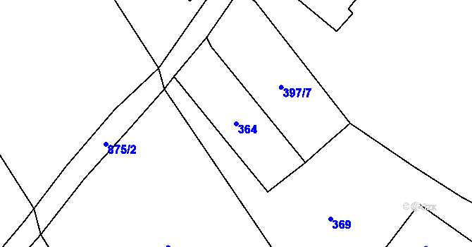 Parcela st. 364 v KÚ Loučka u Nového Jičína, Katastrální mapa