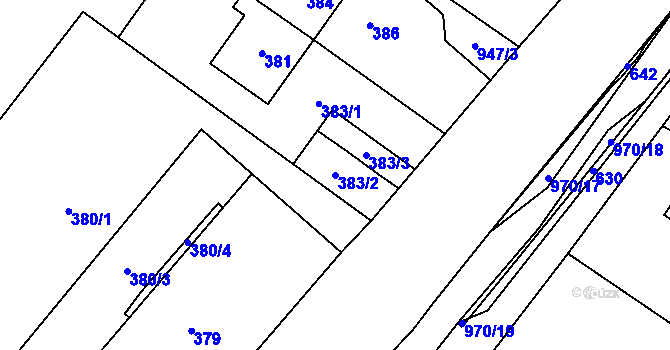 Parcela st. 383/2 v KÚ Loučka u Nového Jičína, Katastrální mapa