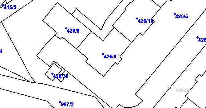 Parcela st. 426/9 v KÚ Loučka u Nového Jičína, Katastrální mapa