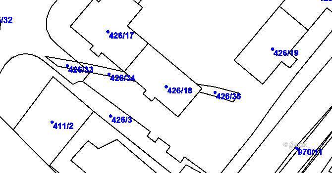 Parcela st. 426/18 v KÚ Loučka u Nového Jičína, Katastrální mapa