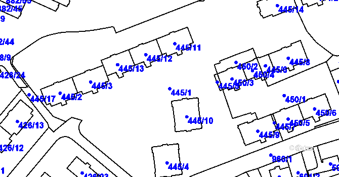Parcela st. 445/1 v KÚ Loučka u Nového Jičína, Katastrální mapa