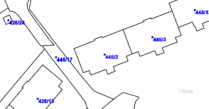 Parcela st. 445/2 v KÚ Loučka u Nového Jičína, Katastrální mapa