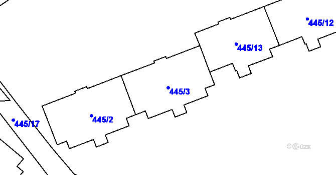 Parcela st. 445/3 v KÚ Loučka u Nového Jičína, Katastrální mapa