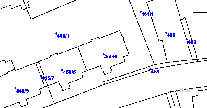 Parcela st. 450/6 v KÚ Loučka u Nového Jičína, Katastrální mapa